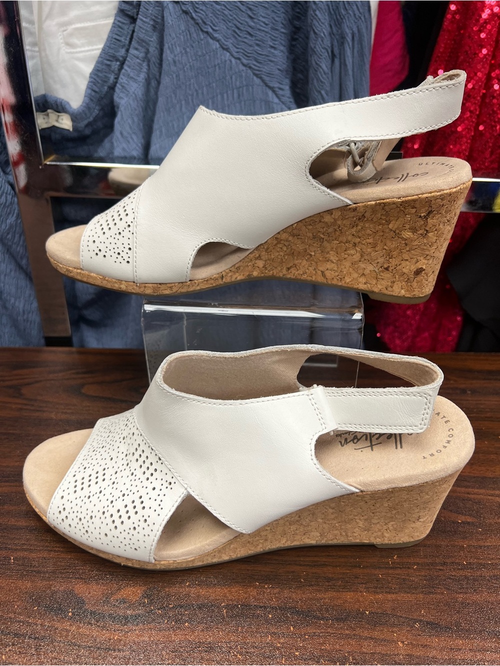 Clarks Lafley Joy Wedge Sandals - Size 8